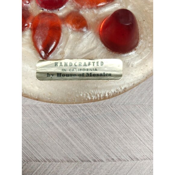 Vintage House Of Mosaics Plastic Trivet Red Orange Floral MCM Design Handcrafted - Picture 6 of 7